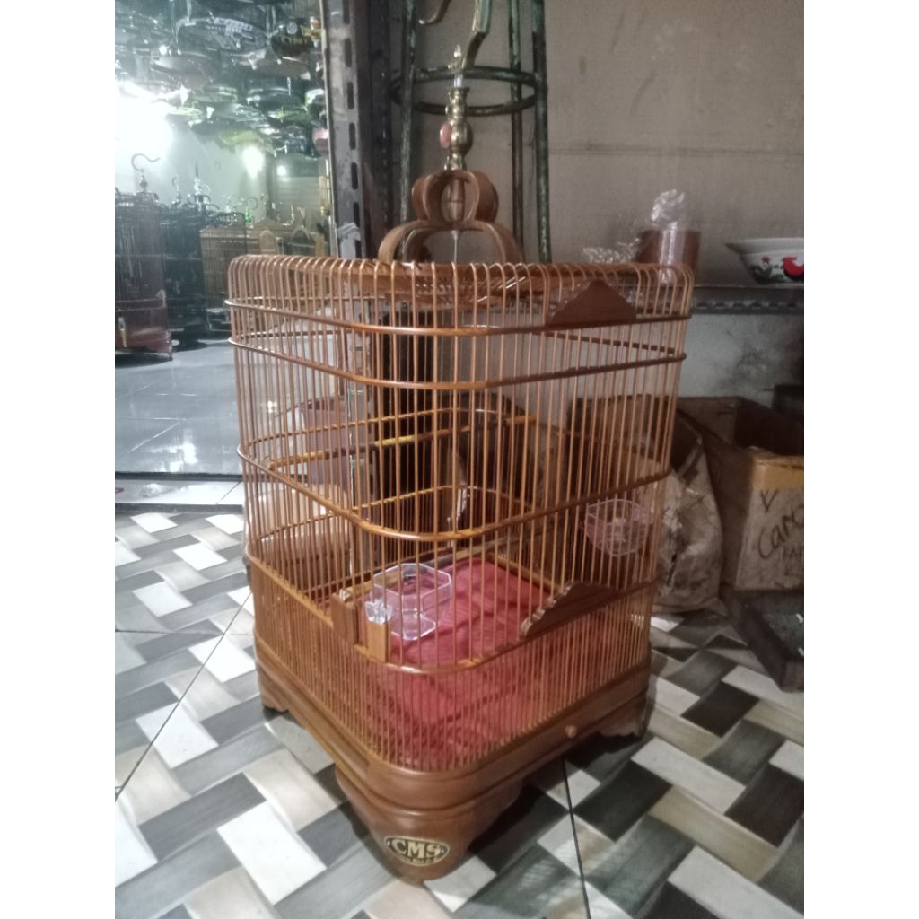 sangkar oval kayu jati ukuran 40x40 cm