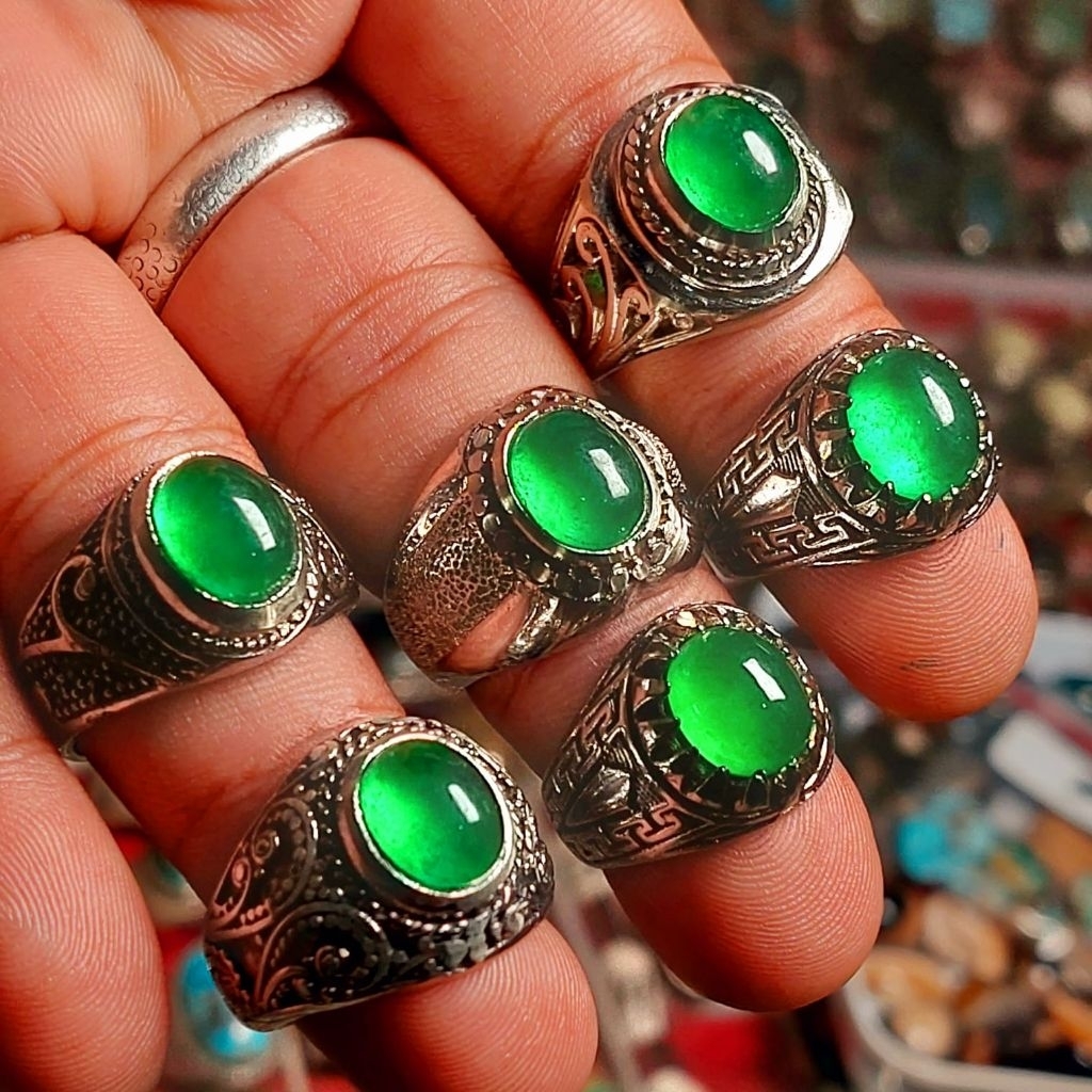 CINCIN BATU GIOK BURMA 10MM TIPE C ASLI NATURAL ALAM / JEDAIT JADE / GREEN JADE