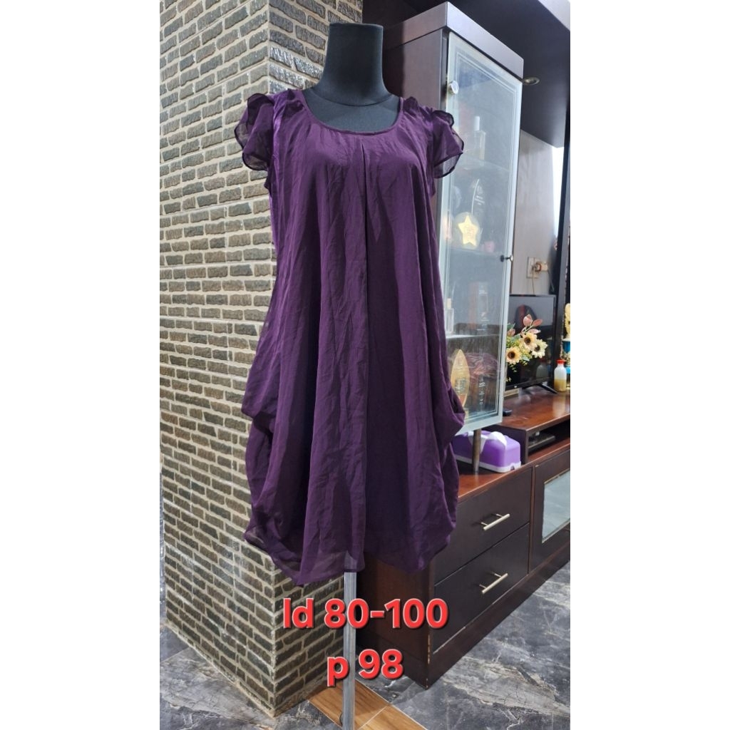 Dress sifon polos/ Drees sifon ungu