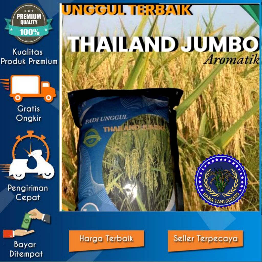 BENIH PADI BIBIT PADI THAILAND JUMBO AROMATIK BERKUALITAS ORIGINAL DALAM KEMASAN 1KG