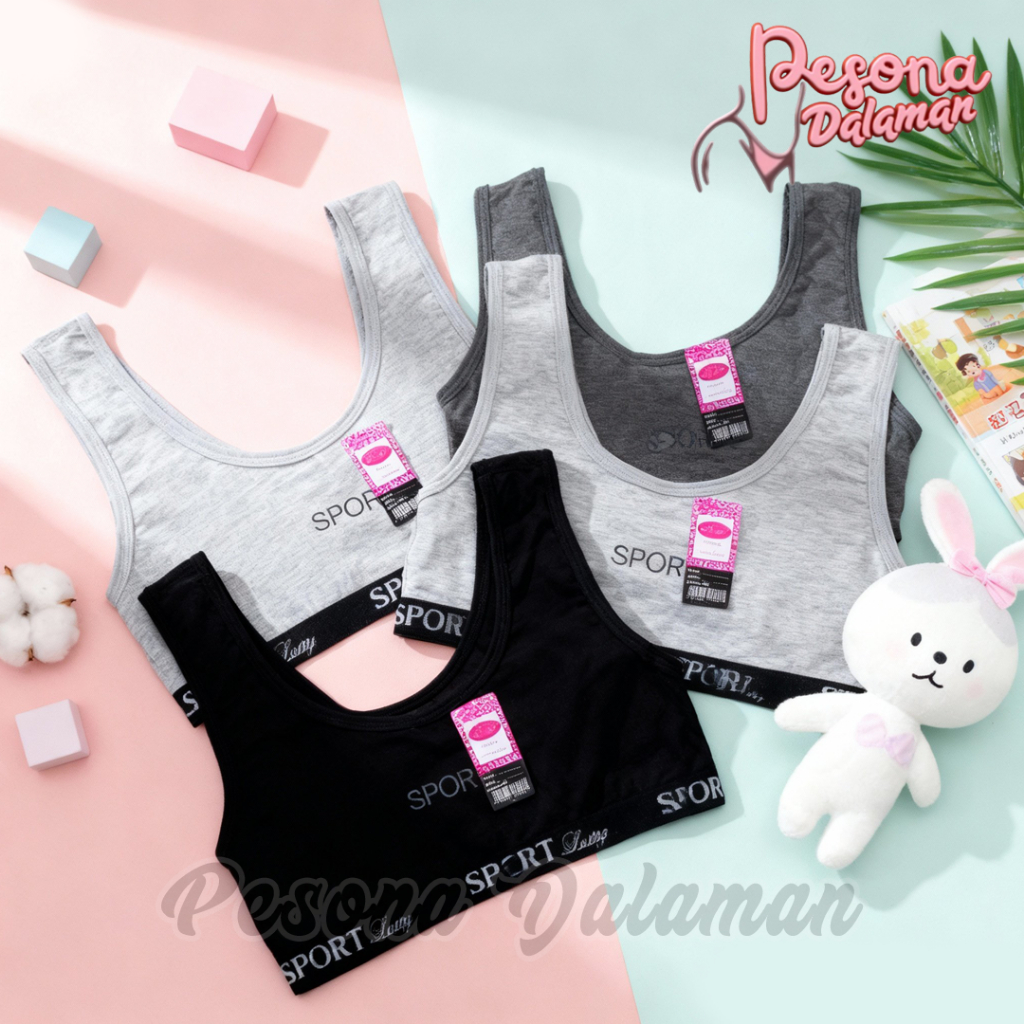 6pcs Miniset Anak Perempuan Sport Bra Nyaman | Atasan Anak Miniset Remaja Sport Bra Tanpa Busa