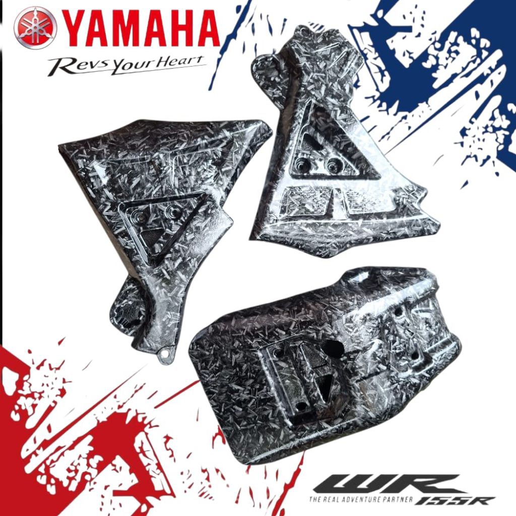 Yamaha WR155 Extra Hemat 2 Paket Cover Pelindung Rangka & Pelindung Lumpur Carbon  FORGED  untuk Mot