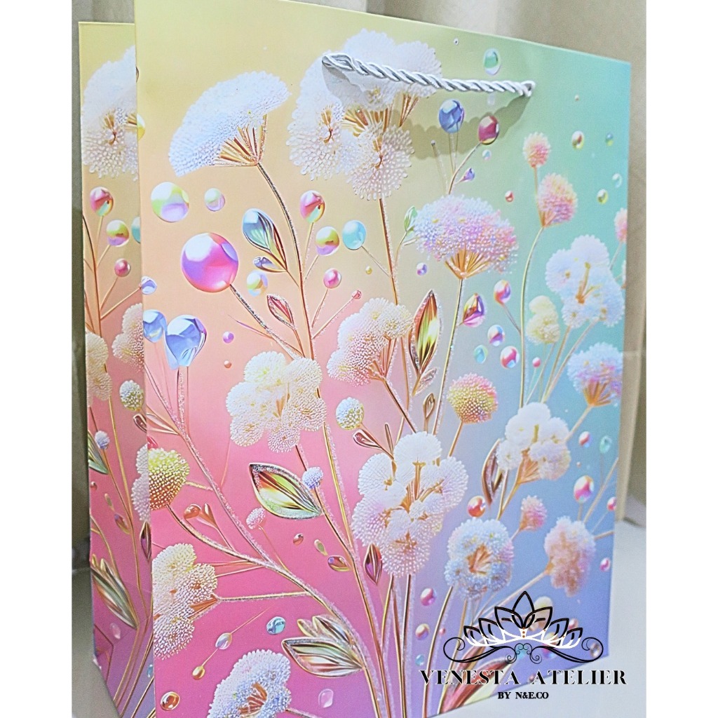 Eco Paperbag Glittery Pattern - Tas Kertas Lucu Motif Glitter Ramah Lingkungan