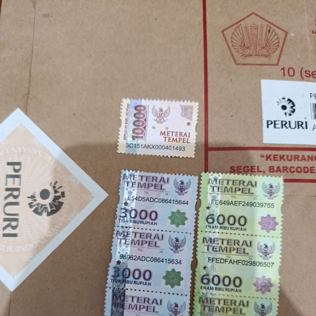 MATERAI 10000 6000 3000 ASLI KANTOR POS