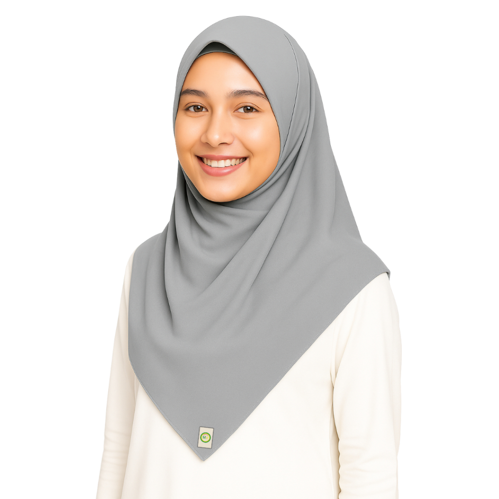 MAVYTA Hijab Segi Empat – Warna Abu Muda (Soft Gray)