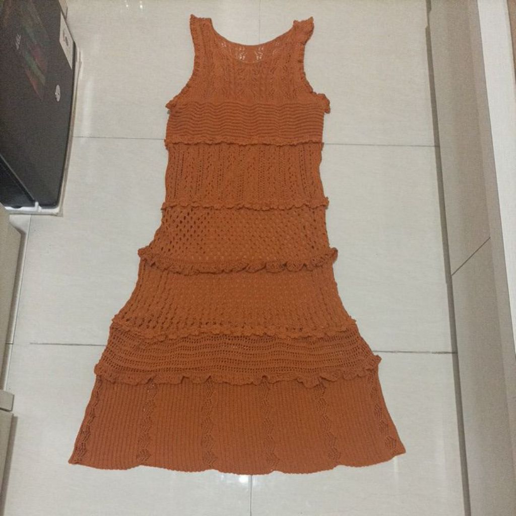 PRELOVED BRAND ZARA KNIT LONG DRESS RAJUT ORANGE SUPER PREMIUM LIMITED EDITION