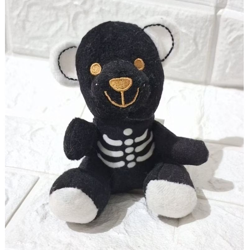 boneka beruang tedi teddy bear tengkorak skull bear hitam boneka edisi halloween halowen