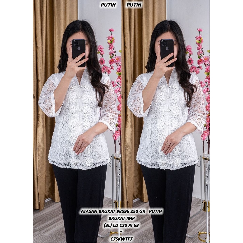 ATASAN KEBAYA WANITA BRUKAT 98596 PUTIH