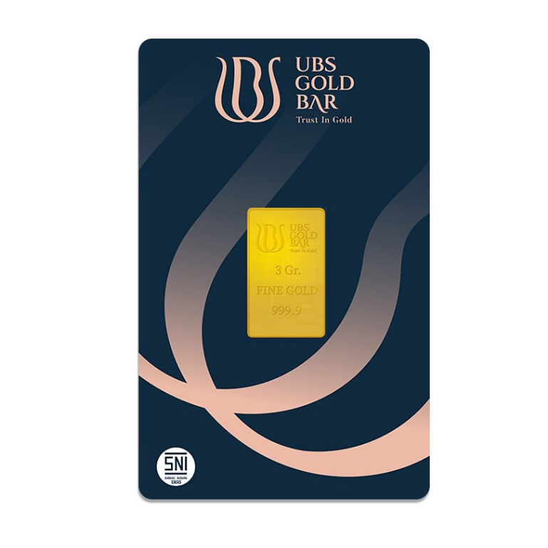 Logam Mulia Emas Batangan LM UBS 3 gram Press & Kantong Fine Gold Bar