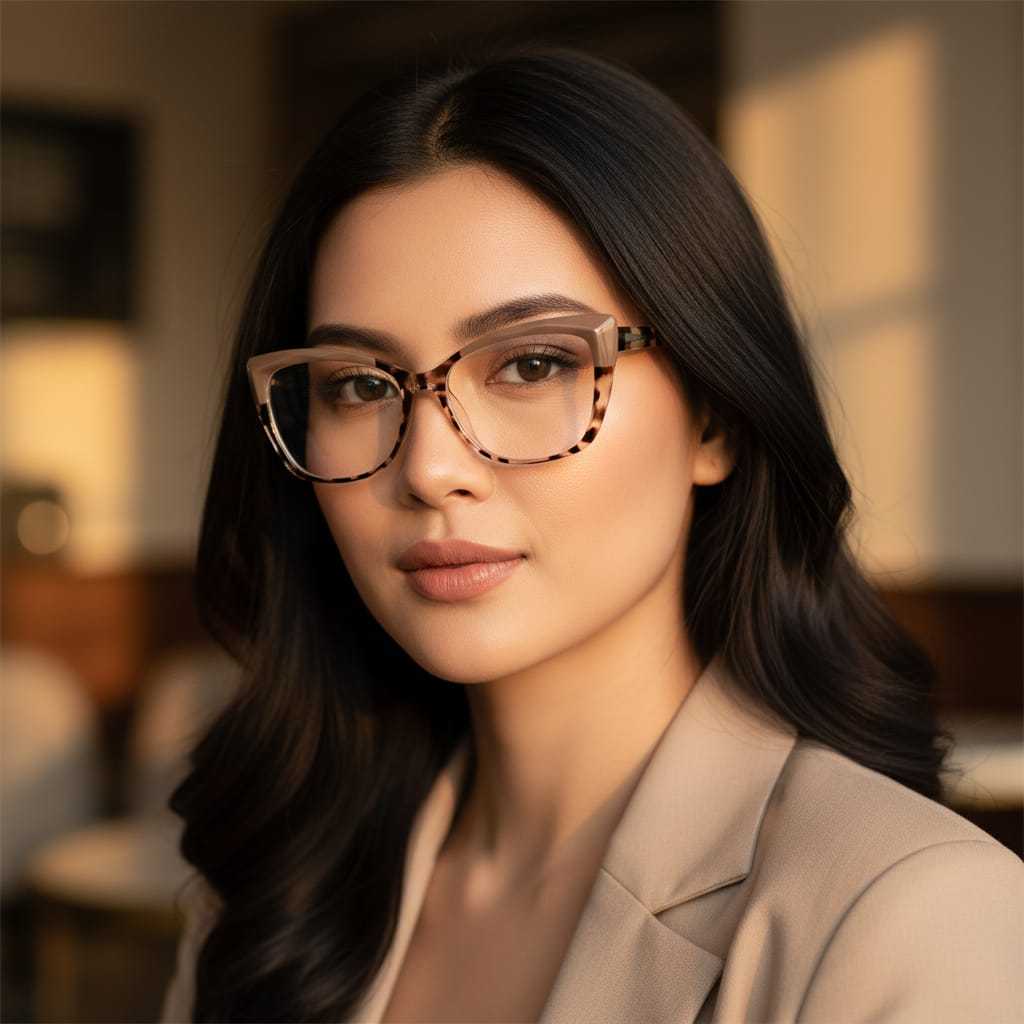 Kacamata Baca Progresif Photochromic Wanita Cat Eye Kaca Mata Auto Focus Anti Radiasi +100+150+175