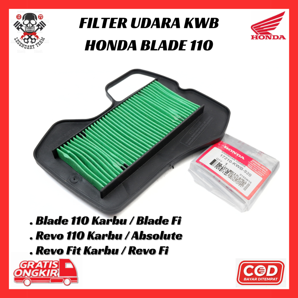 Filter Udara Honda Blade 110 Karbu - Blade Fi - Revo 110 Karbu - Revo Absolute - Revo Fit Karbu KWB