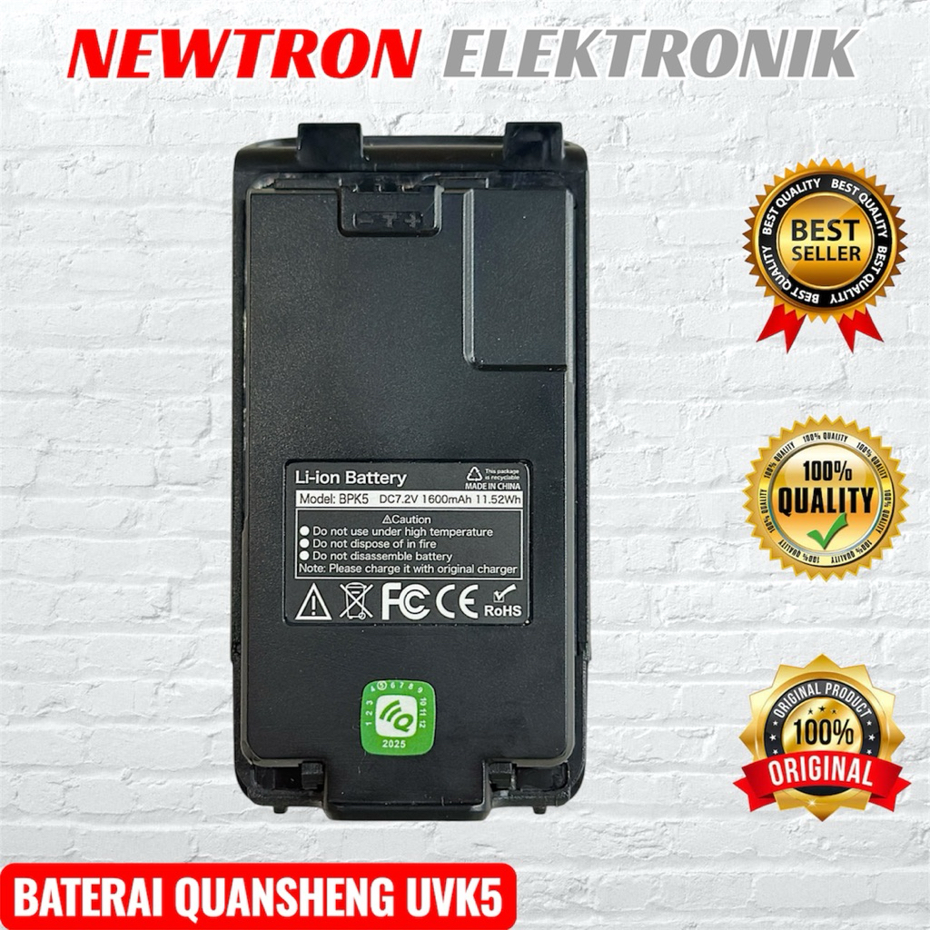 Baterai HT Quansheng UVK5 UVK6 Original Asli Compatible KSUN UV60D UV-60D TEXAS TX3 SCOM FC5 FC6 FC9
