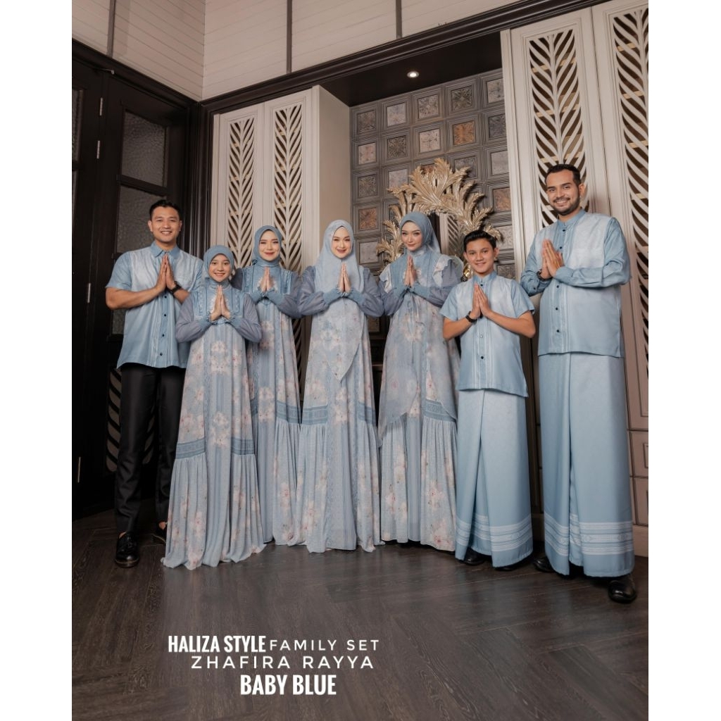 (OPEN PO) ZHAFIRA RAYYA BABY BLUE | FAMILY SET SARIMBIT 2026 BY HALIZA STYLE / COUPLE SET FAMILY / B