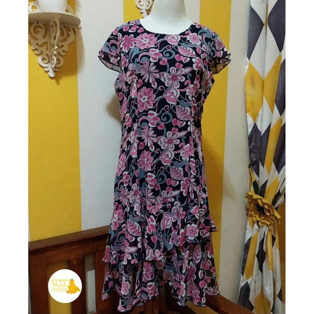 dress bunga bunga pink