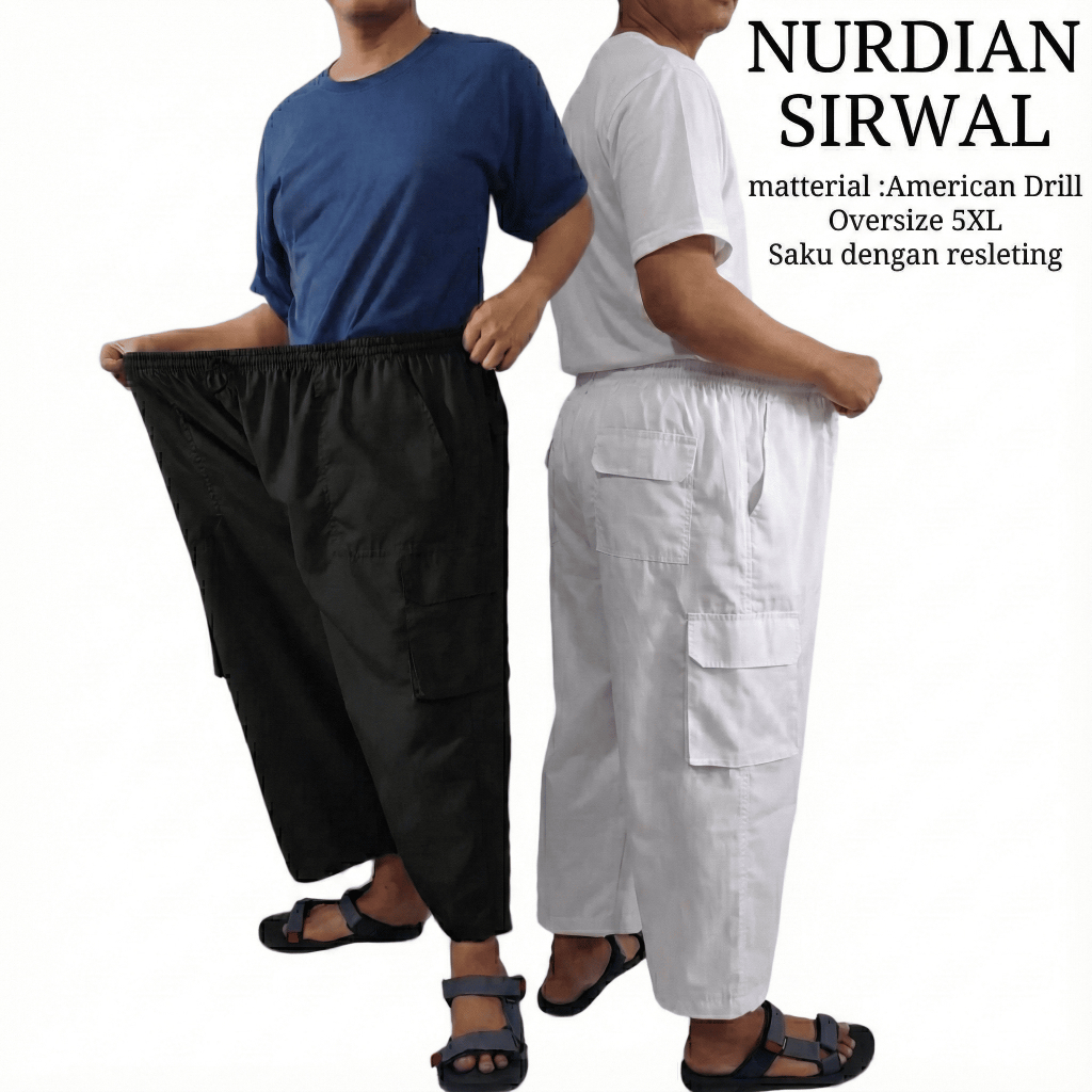 Celana Panjang Pangsi Dewasa KATUN DRILL PREMIUM Sirwal Big Size Umroh Putih Sholat Shalat Muslim