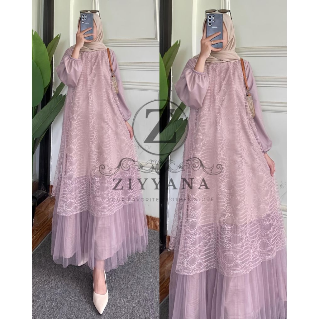 gamis brukat cantily - bahan marbella silk mix brokat cantily premium | gamis pesta brukat lebaran g
