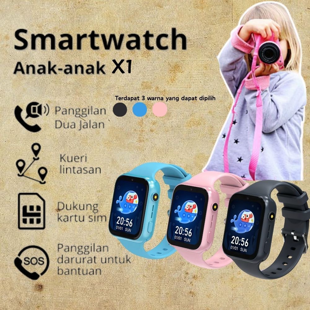 Anti Air Jam tangan anak X1- 4G Video call telepon - anak Gps Digital Smartwatch anak Waterproof Kid