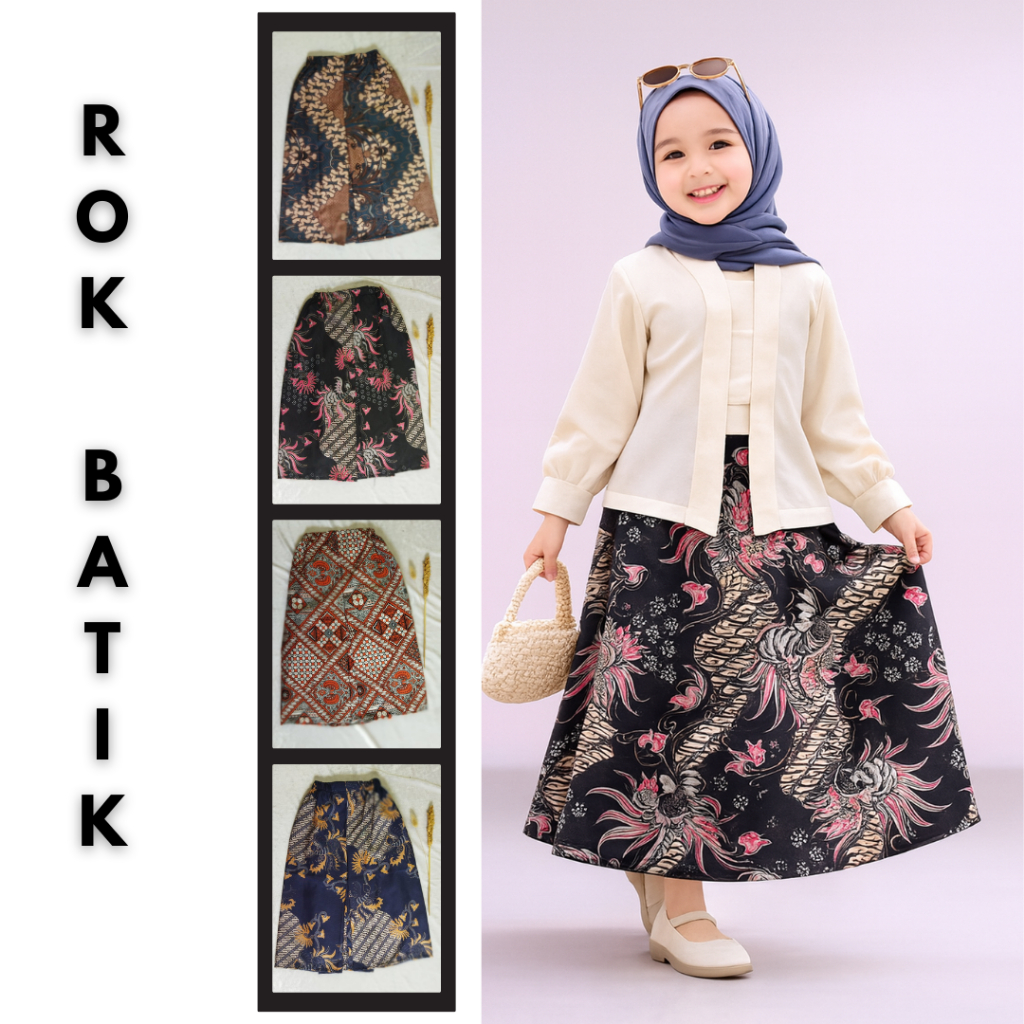 Bisa Cod Rok Anak Batik 4-7 Th Pendek Selutut Seragam Tari Kostum Adat Bawahan Kebaya Jarik Instan