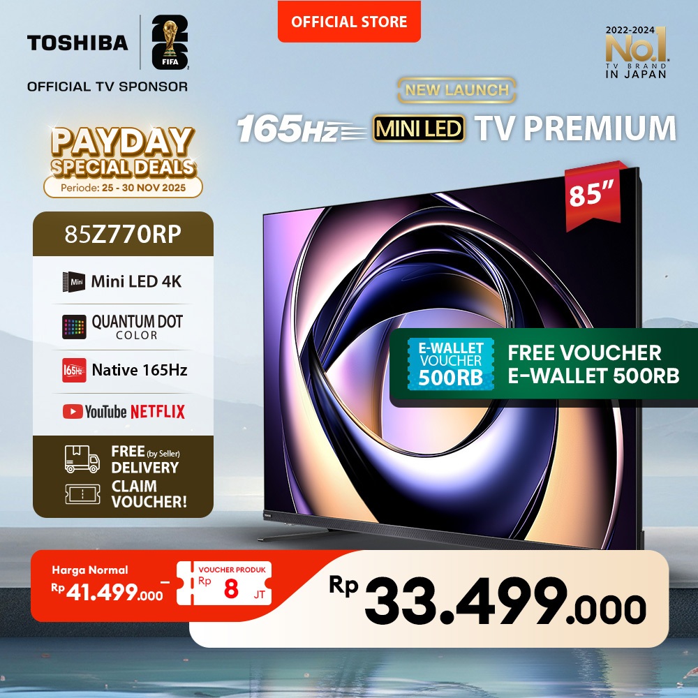 [4K Mini LED 165Hz QLED AI TV] Toshiba TV 85" UHD Smart TV - Dolby Vision IQ + Gaming Atmos Regza ZR