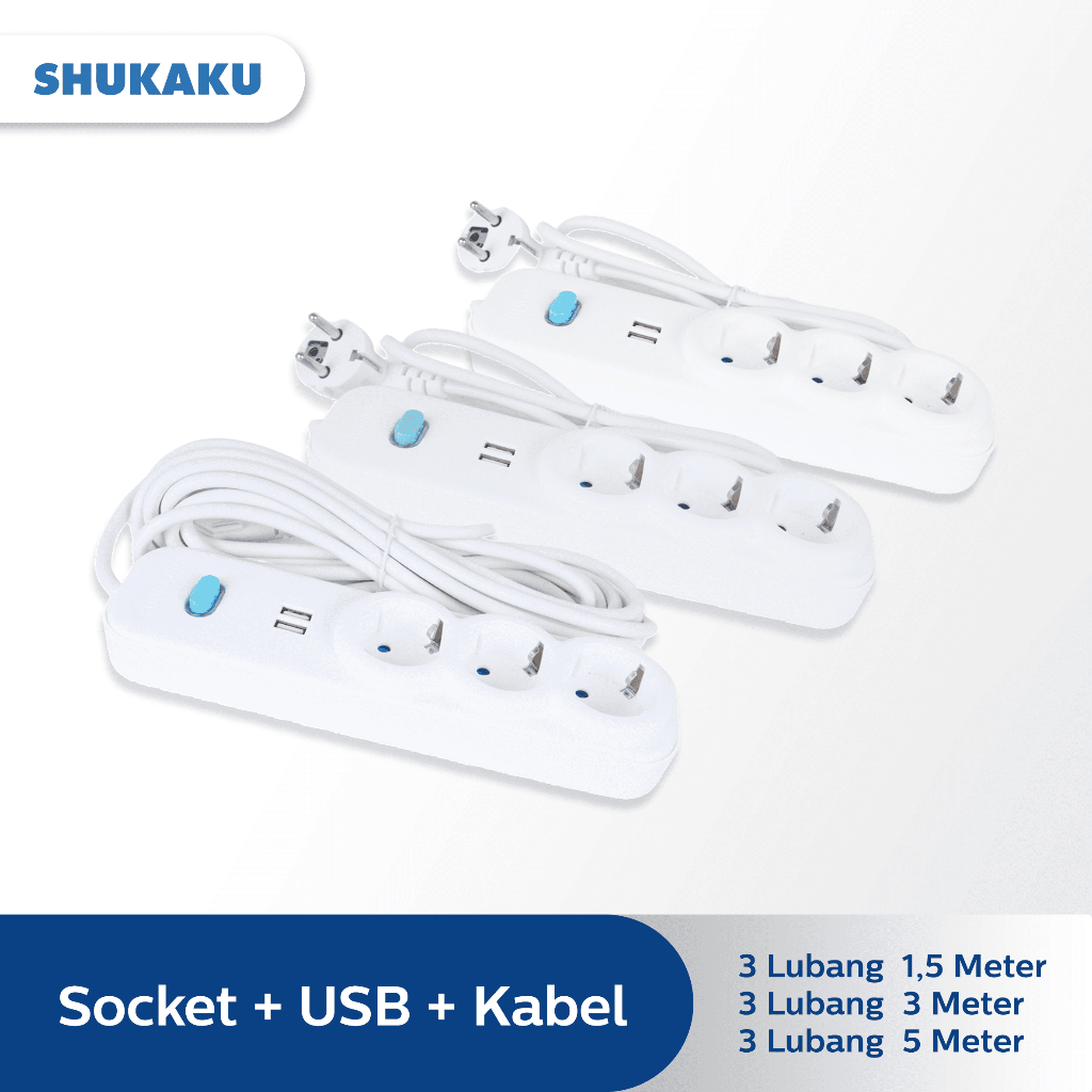 SHUKAKU STOP KONTAK USB SAKLAR 3 LUBANG