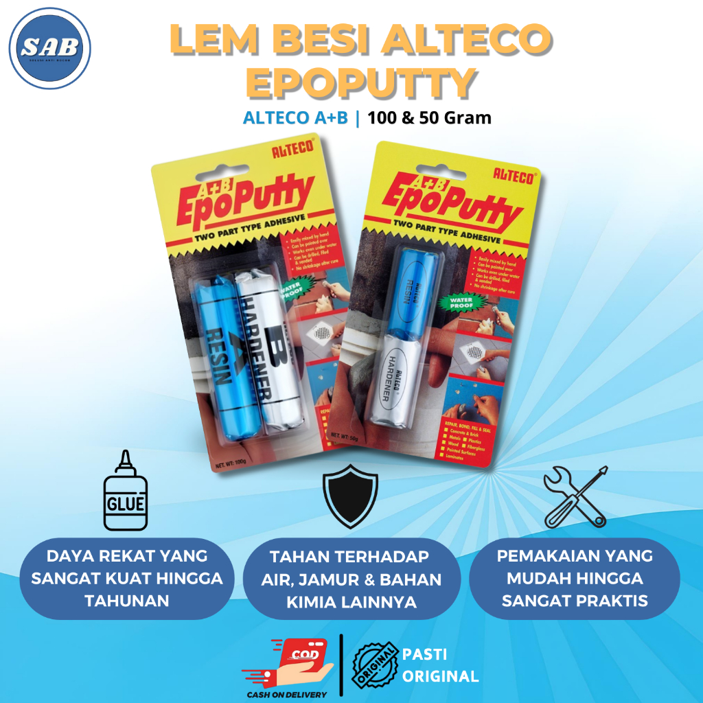 Lem Porting Epo Putty Alteco Original Resin Tahan Panas Tambal Mesin Knalpot Bocor Pipa Toren Kitche