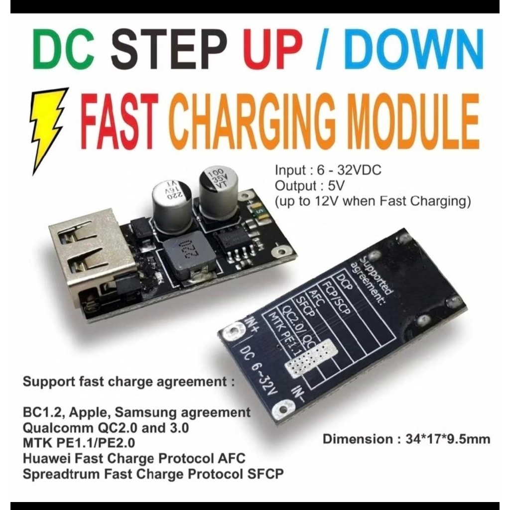 Modul Fast Charging HP QC 3.0 2.0 USB