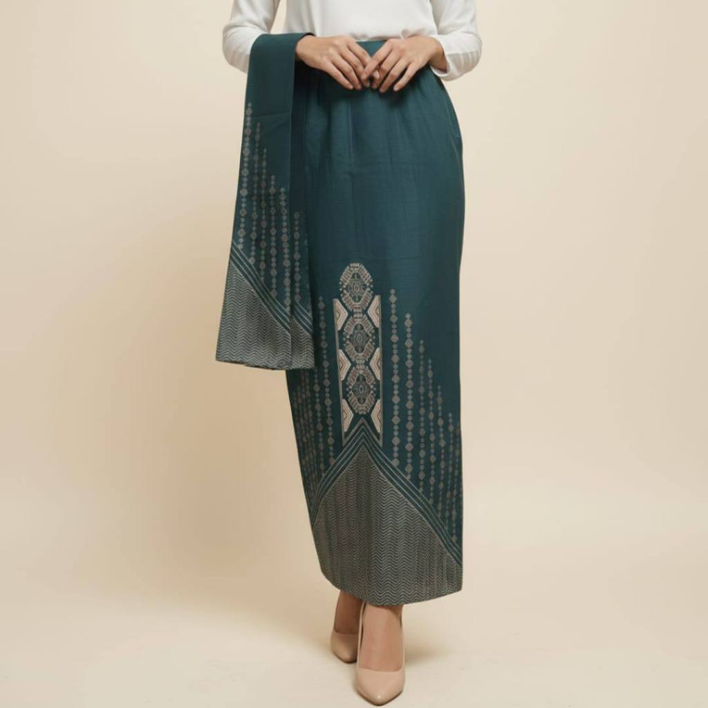 Mamamini - Rok Span Batik Furing + Selendang Emerald Hijau Bawahan kebaya wanita Katun