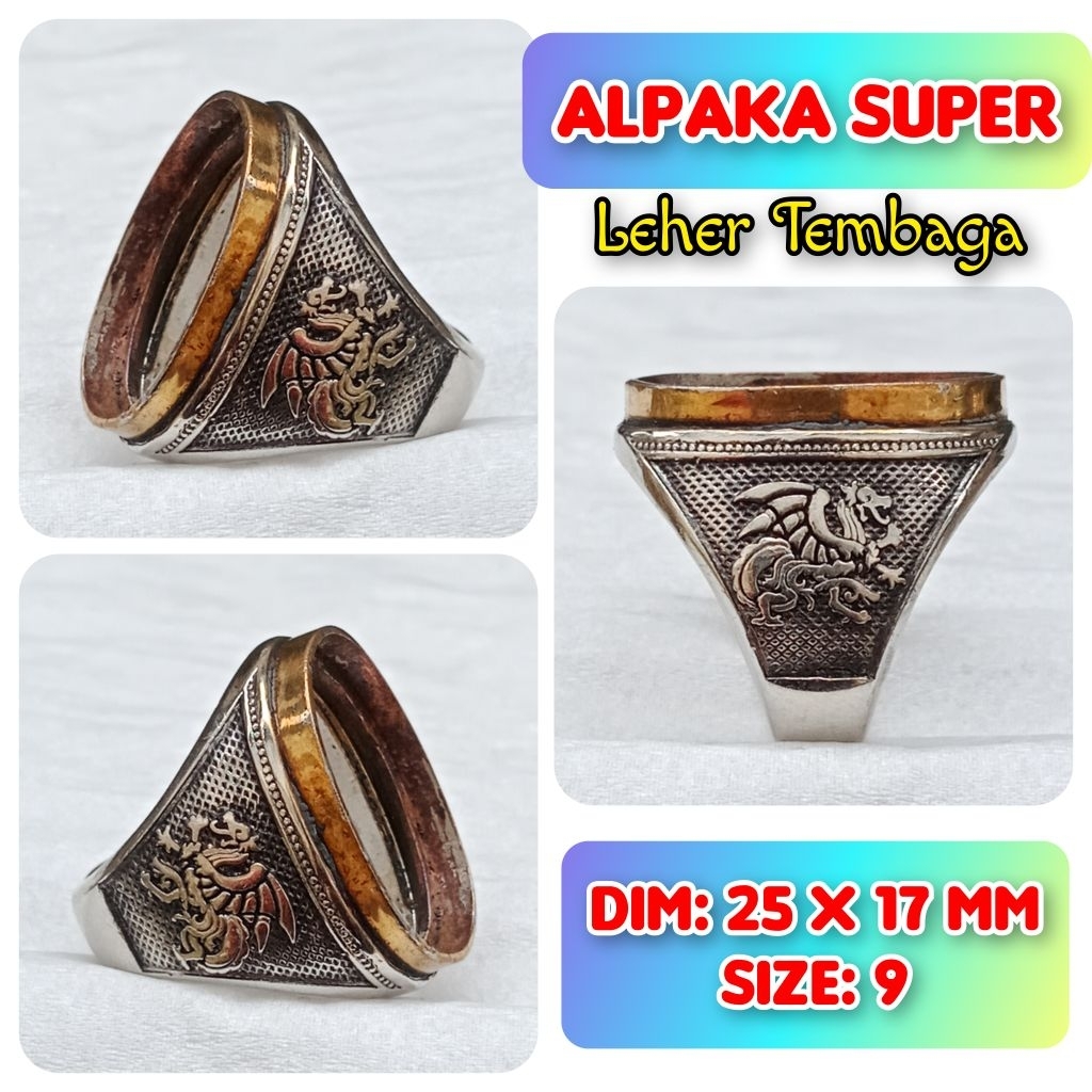 Cincin Emban Batu Akik dan Permata Alpaka Super Leher Tembaga.06