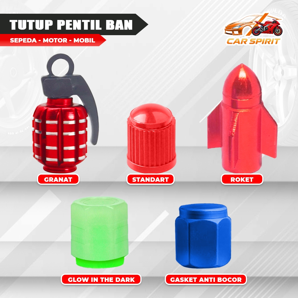 Tutup Pentil Ban  Mobil Motor Sepeda Model Granat Aksesoris Kendaraan Desain Keren Universal