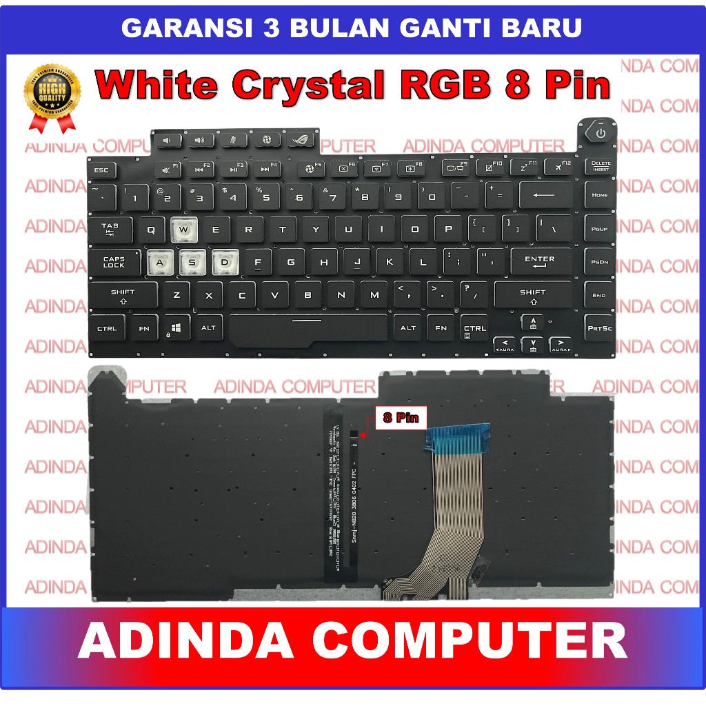 Keyboard Asus ROG Strix Scar III G531 G531G G531GV G531GD Backlight 8 Pin