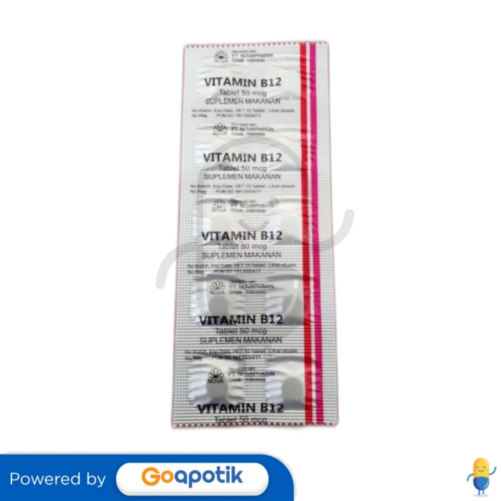 VITAMIN B12 NOVAPHARIN STRIP 10 TABLET Memenuhi Kebutuhan Vitamin B12
