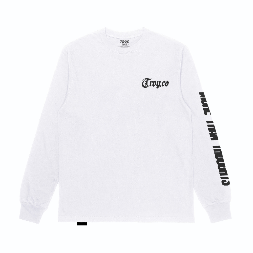 Troy Company Longsleeve Tshirt White Thoughts - Kaos Putih Lengan Panjang LSD 3435