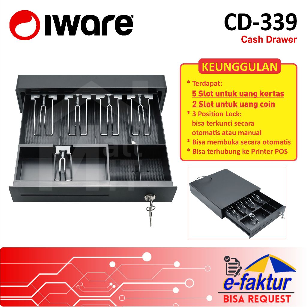 MALLIT IWARE Cash Drawer Cashdrawer Laci Uang Kasir RJ11 IWARE CD-339 CD339 CD 339 CD-408 CD408 CD 4