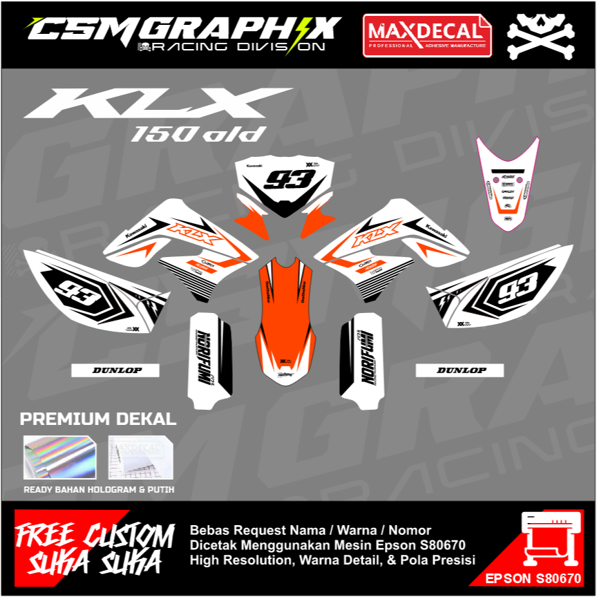 PREMIUM CUSTOM DECAL / DEKAL STIKER MOTOR KLX OLD / DEKAL STICKER BODY MOTOR KLX OLD FULL BODY DESAI