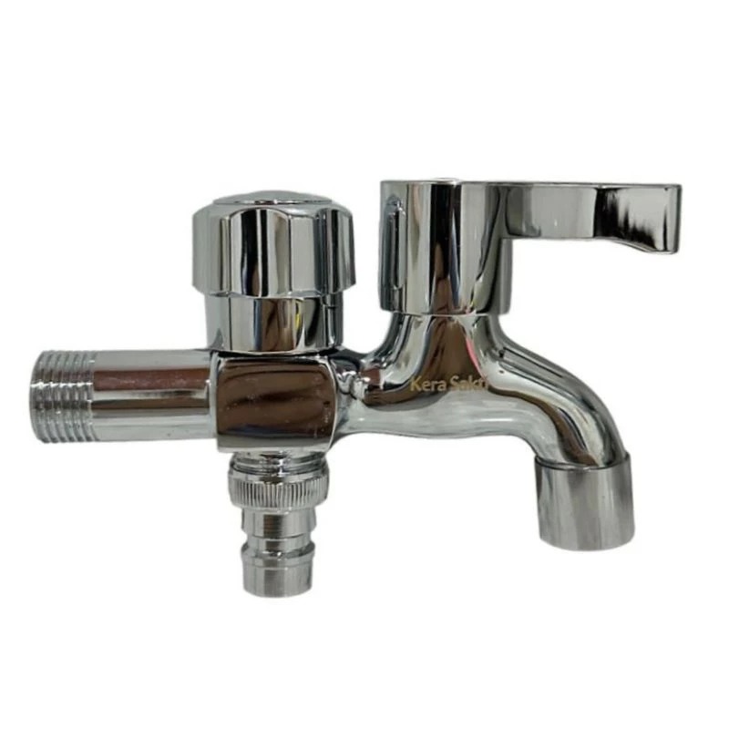 Kran Air Cabang Lurus / Kran Double Lurus 1/2” Kualitas Kuningan Crom Super Kera Sakti