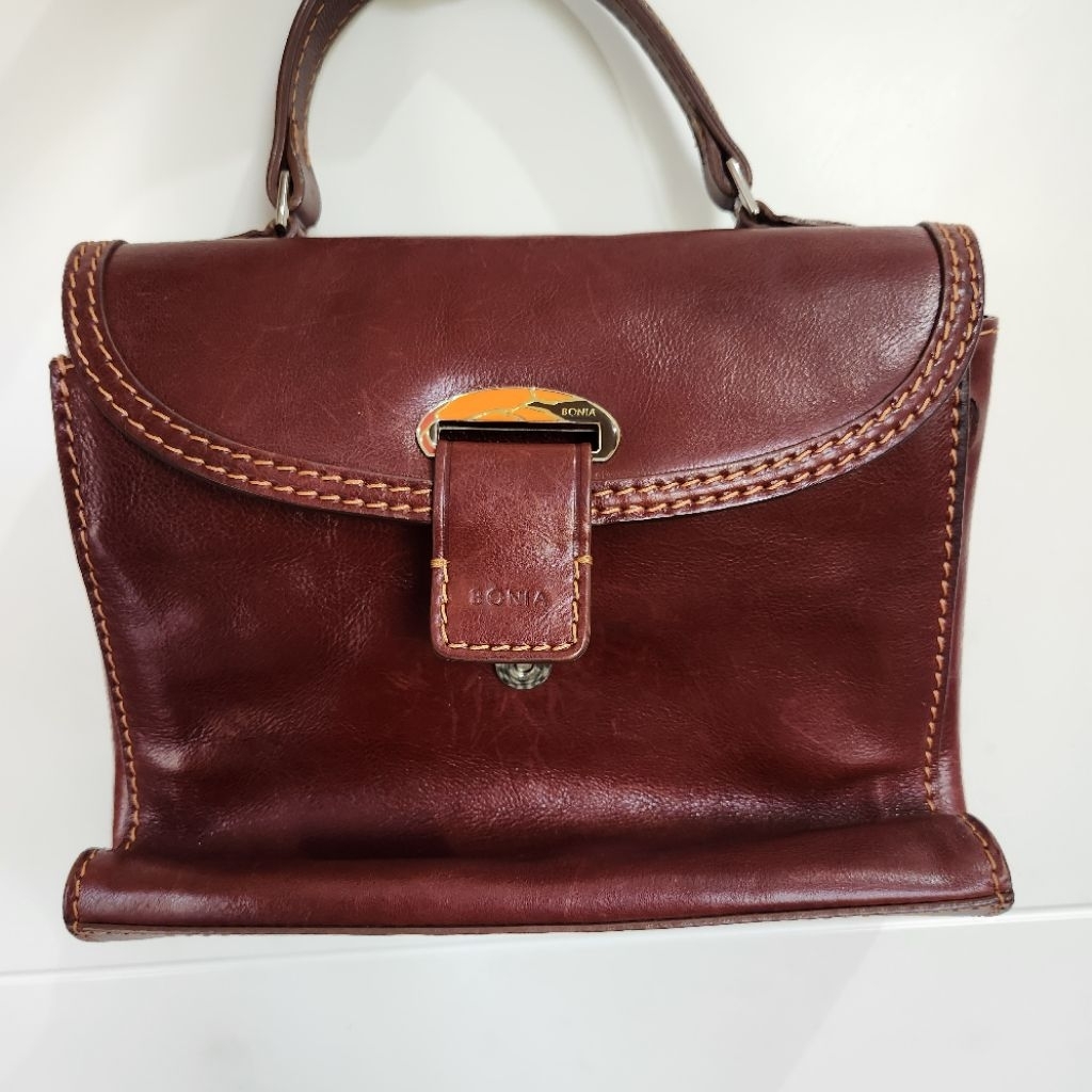 Tas Bonia Leather Satchel Bag Italian