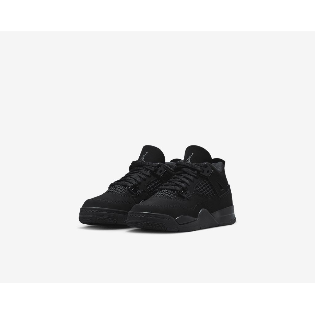 Sepatu sneaker anak NIKE Air Jordan 4 Retro (PS) "Black Cat" IB4388-010