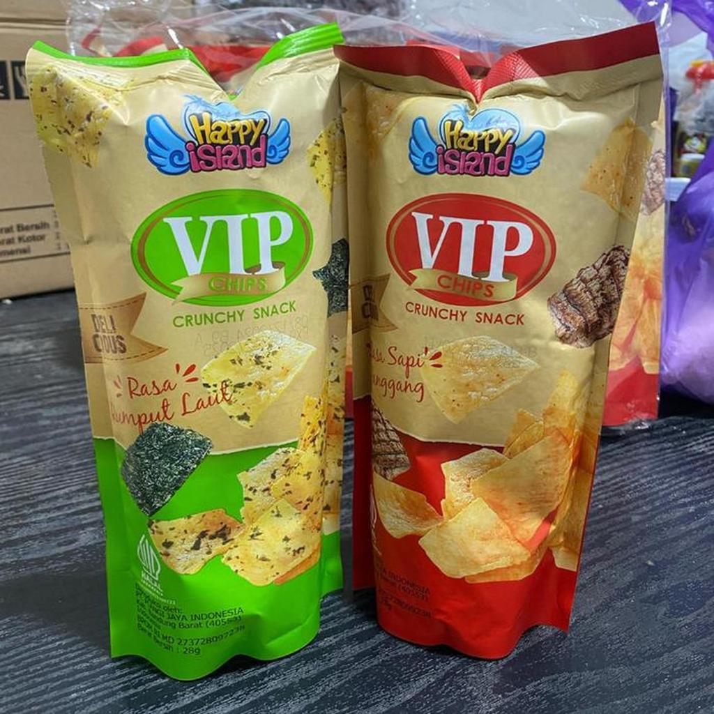 (Harga per 10pcs ) VIP CHIPS CRUNCHY SNACK / HAPPY ISLAND