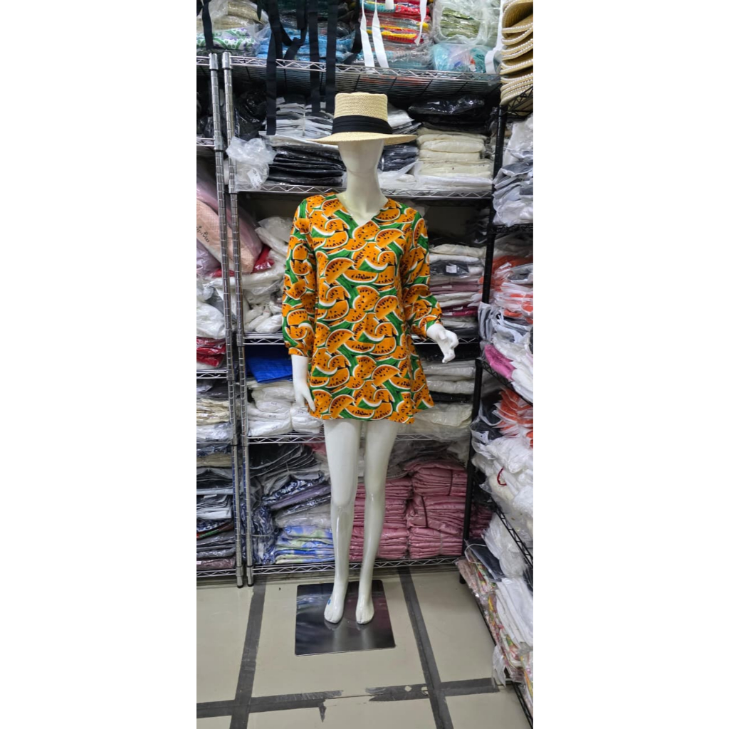 READY STOCK SAF - MINKA ORANGE GREEN top long sleeve woman premium / korean summer top / beachwear b