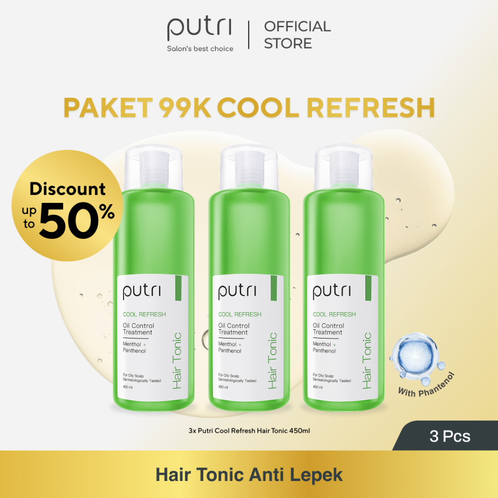 TRIPLE DEALS ANTI LEPEK Putri Cool Refresh Hair Tonic 450ml x 3pcs | Hair Tonic Wangi Tahan Lama | T