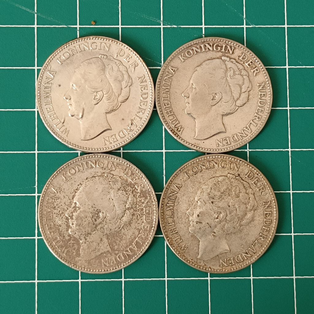 4 KOIN PERAK WILHELMINA 1 GULDEN
