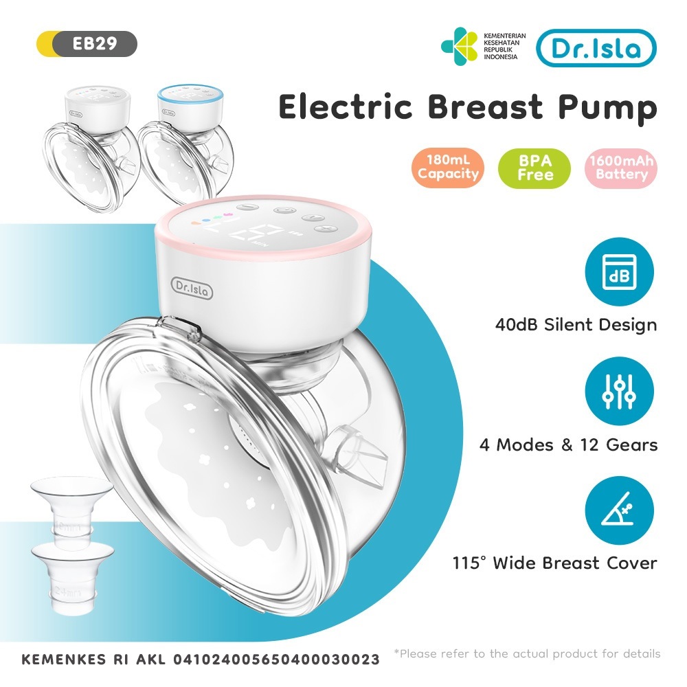 Dr.isla Pompa Asi Elektrik Handsfree 19mm 24mm 27mm Ibu Baru Breast Pump Pumping Asi Electric EB29