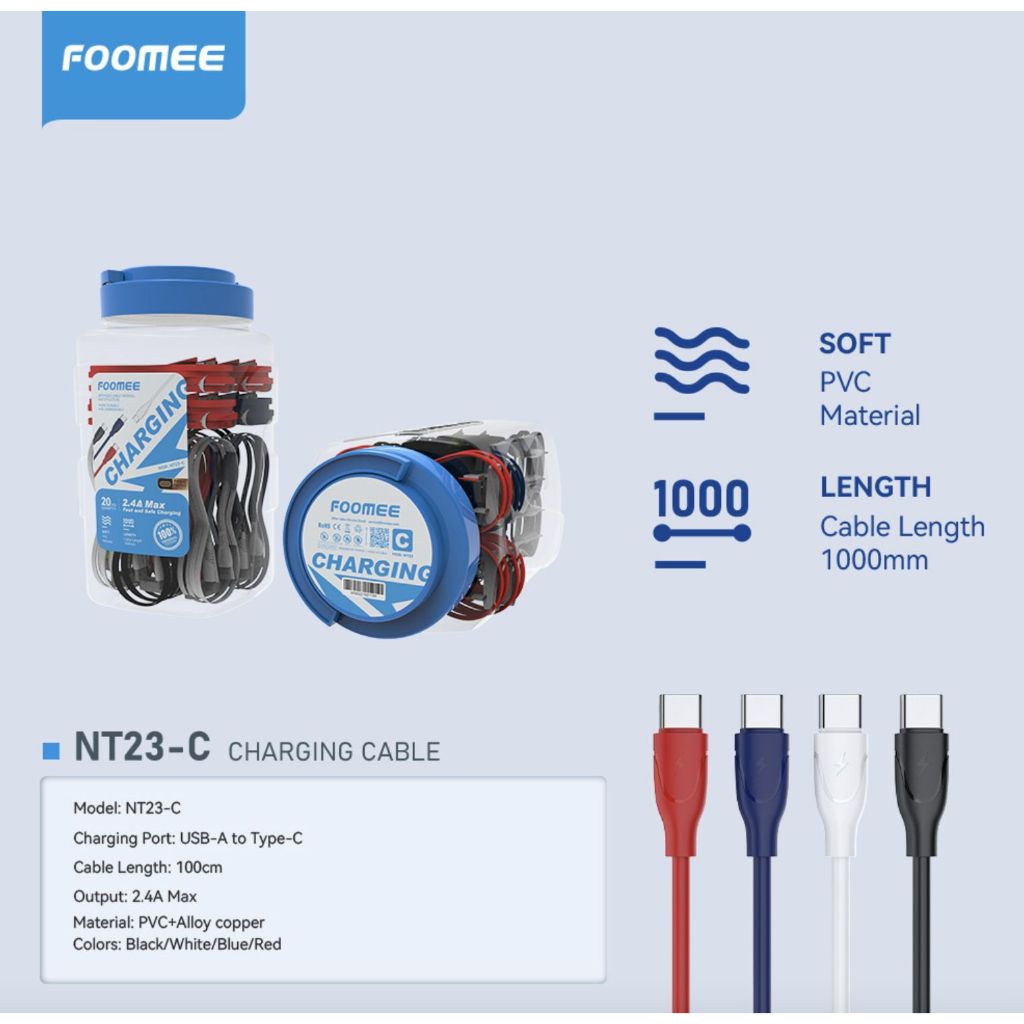 Foomee NT13-M /NT23-M / NT13-C / NT13-L Cable Tople Micro / Type C / Lightning Fast Charging NT13 2,