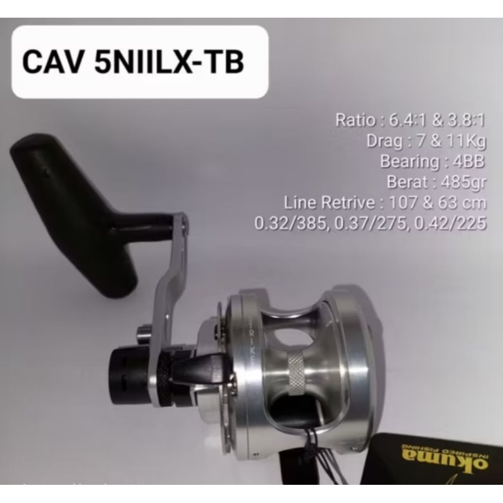 OKUMA CAVALLA Reel Overhead Lever Drag Singel dan 2Speed Ratio