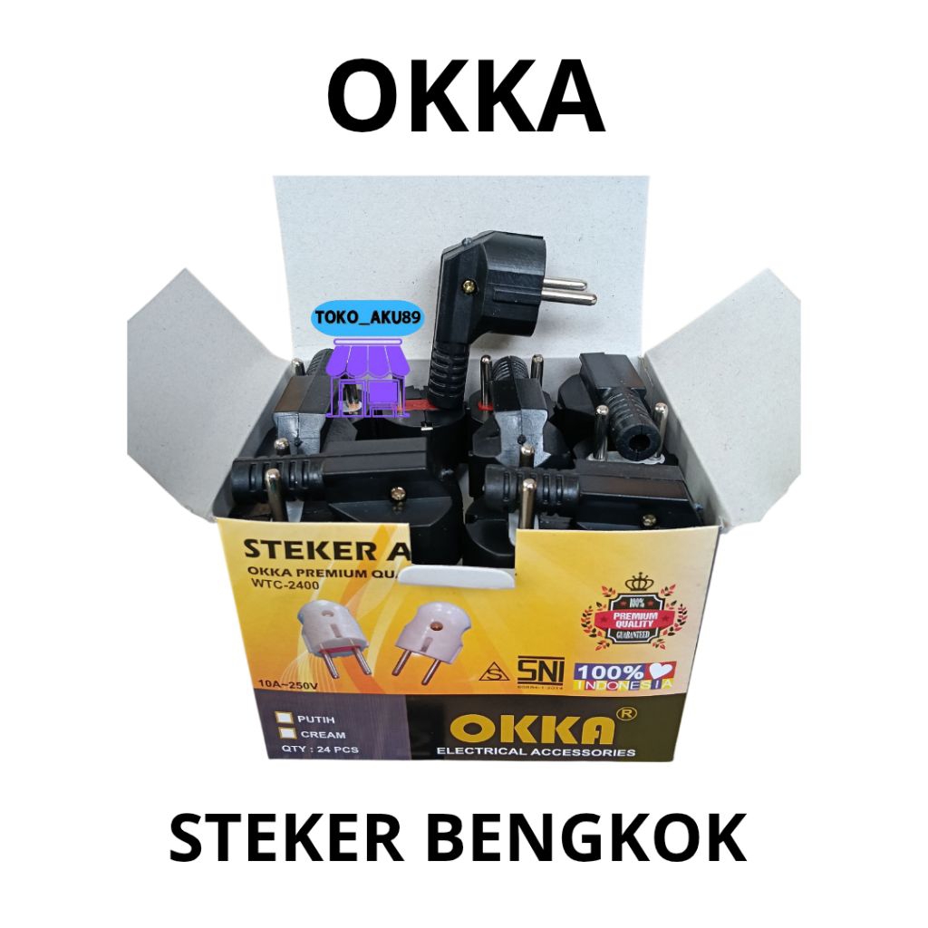 ( per 24 pcs ) steker arde L hitam/colokan listrik L/colokan bengkok/steker bengkok