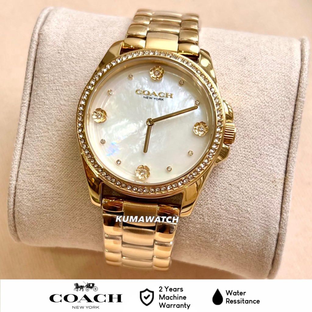 Coach Greyson White Mother Of Pearl Gold Stainless Steel Strap