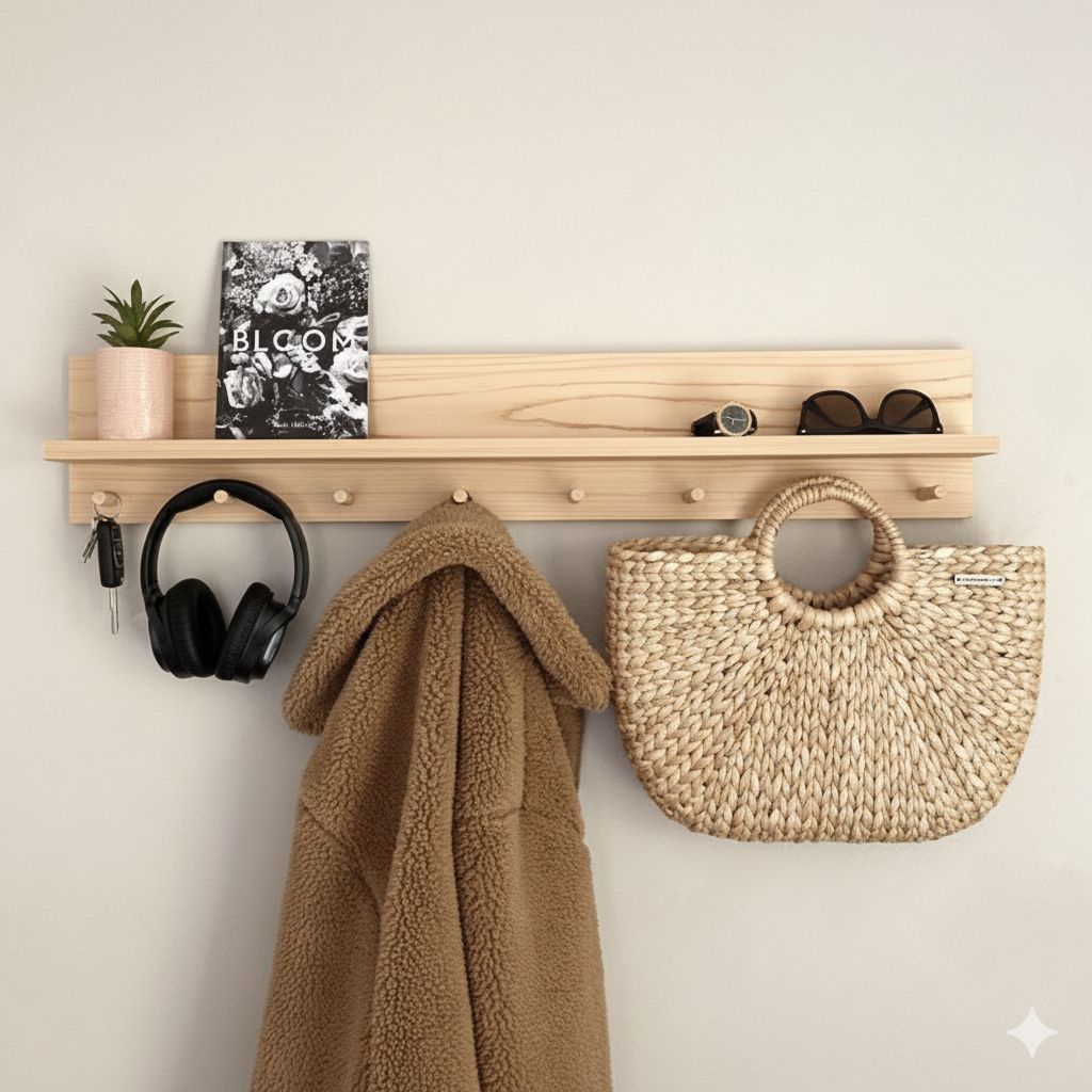 SAKA HANDYCRAFT RAK DINDING GANTUNGAN KUNCI BAJU KAYU JATI BELANDA