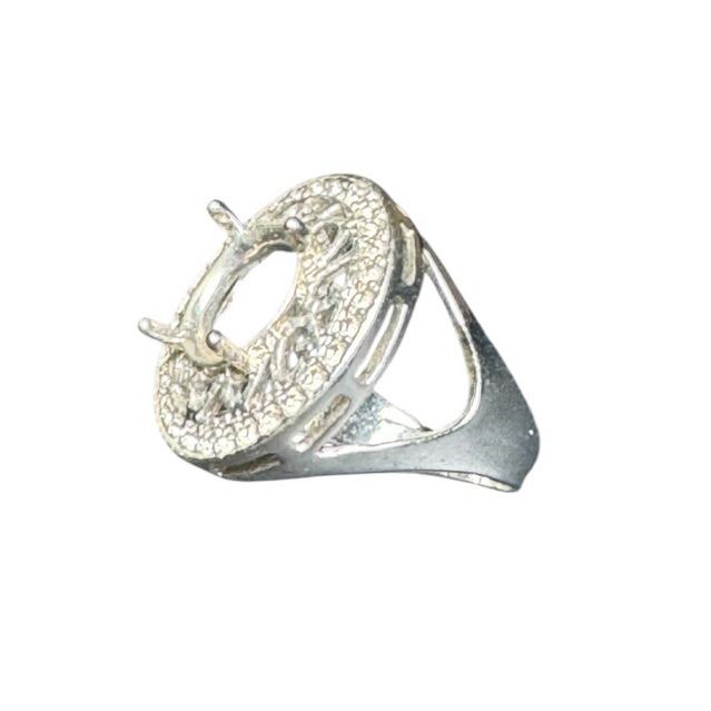 Ring cincin batu permata emban cangkang bentuk bulat 8x8MM wanita alpaka | RCA-36