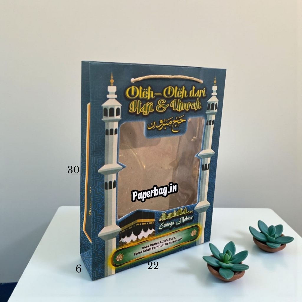 Paper Bag Oleh Oleh Haij dan Umroh Uk Kecil, Sedang, Besar & Jumbo | Tas Kertas Hajian