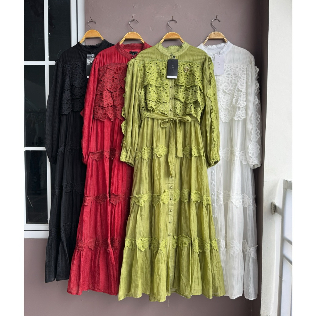 gamis oran, dress lfy, gamis lafreya, gamis bangkok, gamis putih, white maxi, dress katun bordir, ga